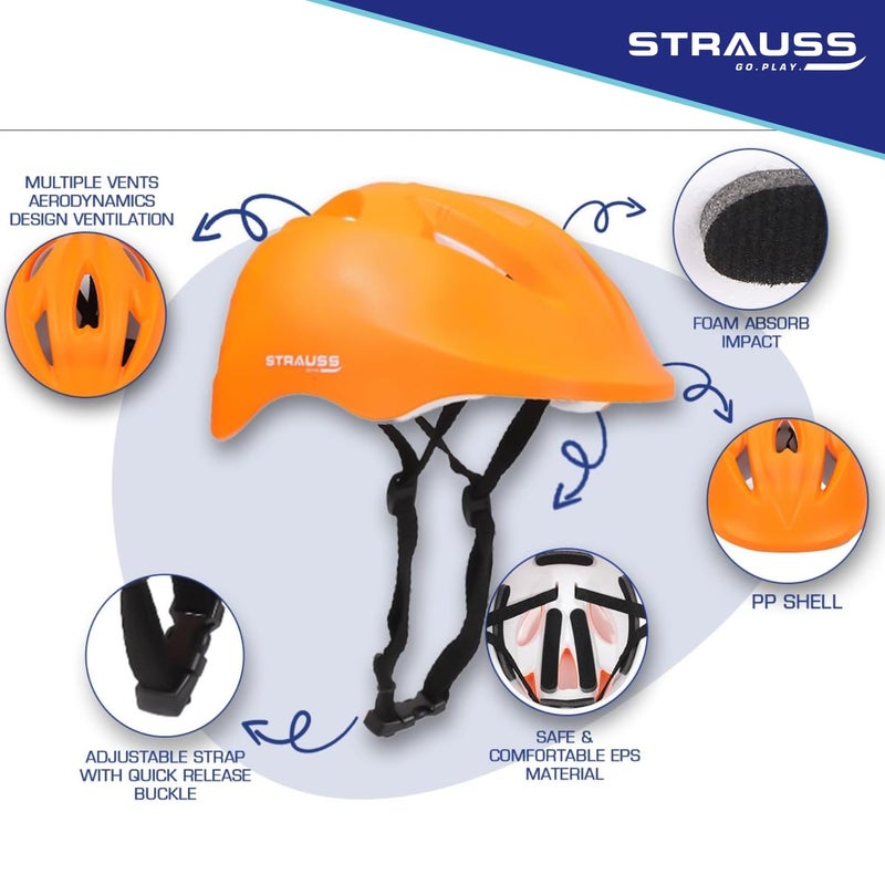 STRAUSS GlideX Cycling Helmet | Lightweight with Good Ventilation | Multi-Sport Helmet for Mountain, Road Biking & Skating | EPS Foam Lining | Ideal for Adults with 15+ Age (Orange) - Image 2