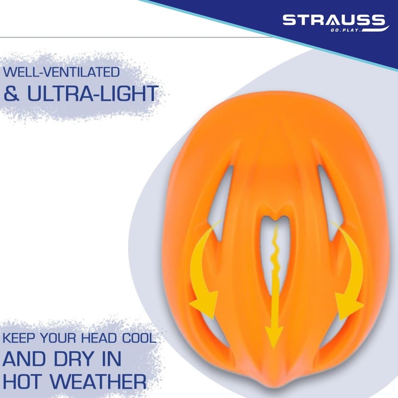 STRAUSS GlideX Cycling Helmet | Lightweight with Good Ventilation | Multi-Sport Helmet for Mountain, Road Biking & Skating | EPS Foam Lining | Ideal for Adults with 15+ Age (Orange) - Image 3