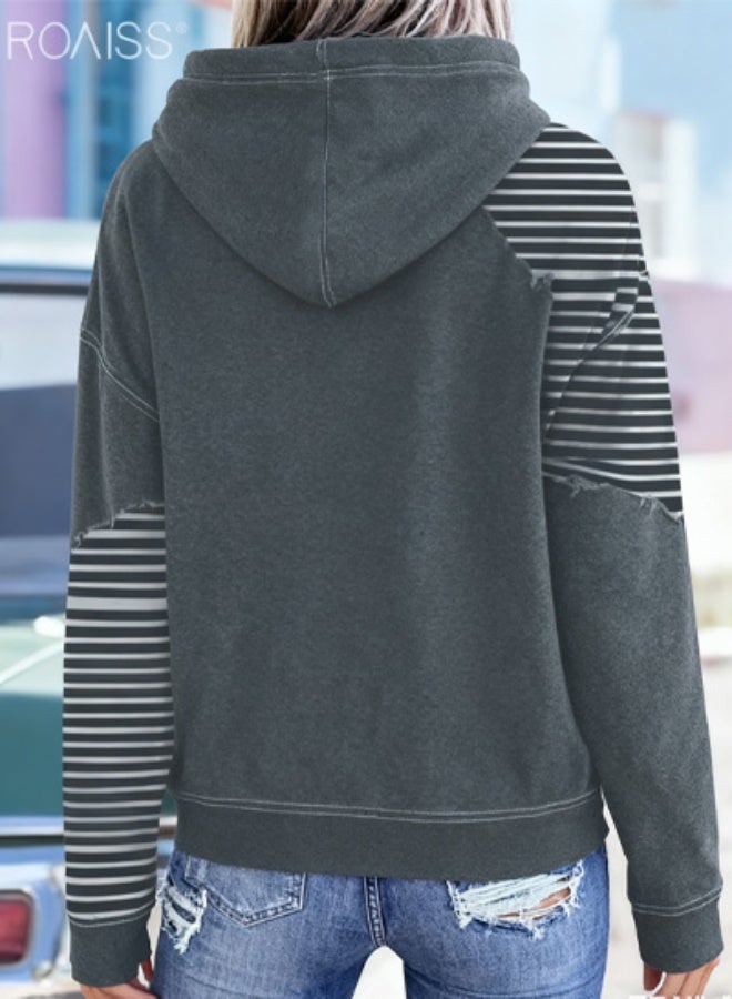 رويس سويت شيرت نسائي بغطاء رأس وطبعة قطط مخططة بألوان متعددة مقاس كبير بأكمام طويلة ورباط وغطاء للرأس مع جيوب أمامية، نسيج ناعم ممزوج بتصميم جرافيكي ملائم ومريح، مثالي للراحة اليومية والارتداء على طبقات أنيقة - Image 2