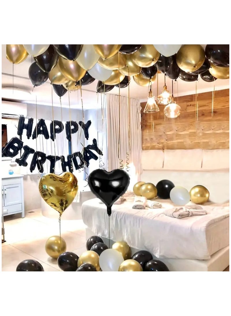 LDQ 42 PCS Ultimate Birthday Party Balloon Set, 16 inch Black Happy birthday Letters, Assorted Lates Balloons, Heart-Shaped Balloons,2x Glue,1x Ribbon-Perfect for Unforgettable Celebrations - Image 1