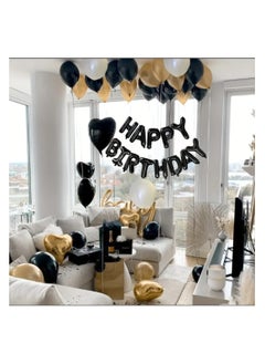 LDQ 42 PCS Ultimate Birthday Party Balloon Set, 16 inch Black Happy birthday Letters, Assorted Lates Balloons, Hear-Shaped Balloons,2x Glue,1x Ribbon-Perfect for Unforgettable Celebrations  - Image 3