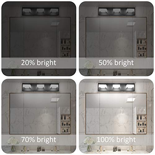 Ralbay 3 Light Dimmable Bathroom Vanity Light LED Modern Matte Black Vanity Wall Light Acrylic Stainless Steel Bathroom Vanity Lighting Fixtures - Image 5