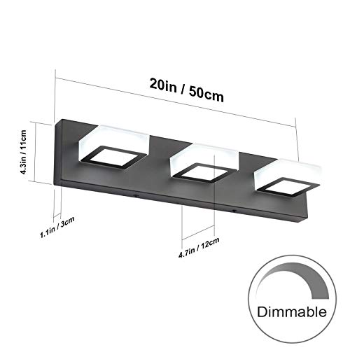 Ralbay 3 Light Dimmable Bathroom Vanity Light LED Modern Matte Black Vanity Wall Light Acrylic Stainless Steel Bathroom Vanity Lighting Fixtures - Image 2