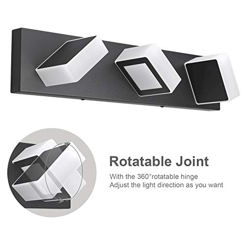 Ralbay 3 Light Dimmable Bathroom Vanity Light LED Modern Matte Black Vanity Wall Light Acrylic Stainless Steel Bathroom Vanity Lighting Fixtures - Image 3