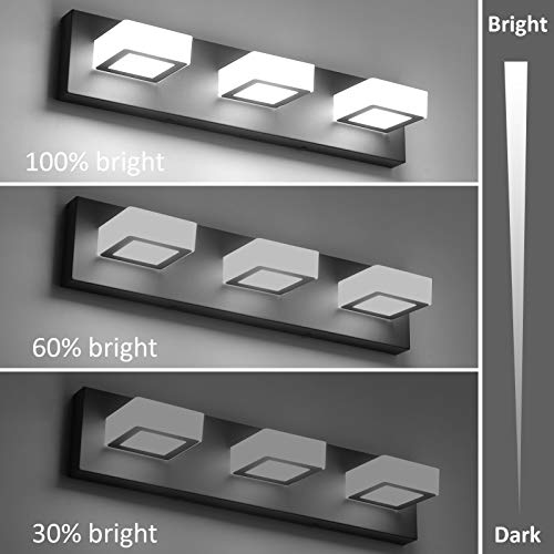 Ralbay 3 Light Dimmable Bathroom Vanity Light LED Modern Matte Black Vanity Wall Light Acrylic Stainless Steel Bathroom Vanity Lighting Fixtures - Image 4