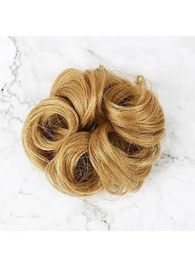 Bella Hair - Messy Bun Scrunchie Human Hair Piece Elastic Chignon Hair Extension For Women Instant Hair Updo (18 Honey Blonde/Ash Blonde) - Image 1