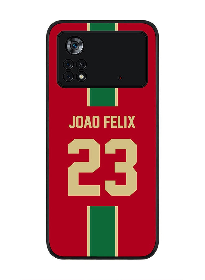 Stylizedd Rugged Black edge case for Poco M4 Pro 4G Slim fit Soft Case Flexible Rubber Edges Anti Drop TPU Gel Thin Cover - Football Team - Portugal Player Name - Joao Felix - Image 1