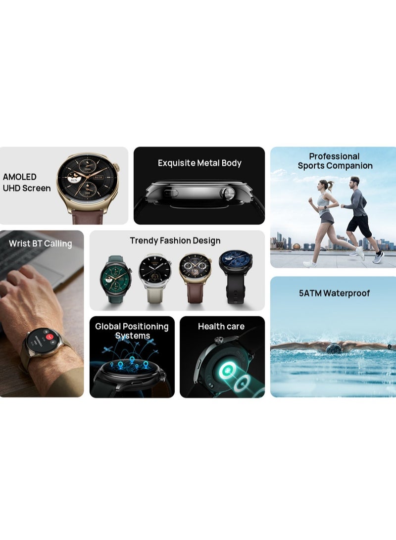 Mibro Lite 3 Pro Smart watch 1.32" AMOLED Display 10 Axis Motion Sensor Bluetooth Calling GPS 150+ Sport Modes 5ATM Water Resistant Heart Rate Monitoring 15 Days Battery Life Smartwatch Brown - Image 5