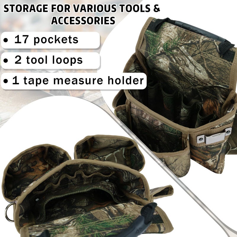 KUNN Professional Tool Belt with Suspenders for Men, Heavy Duty Framing Tool Belts with Detachable Padded Suspenders & Multi-Pocket Pouch for Carpenters, Construction, Electricians, Roofing,Camo - Image 5