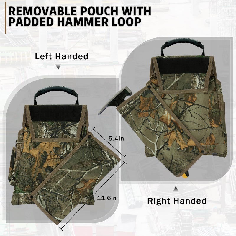 KUNN Professional Tool Belt with Suspenders for Men, Heavy Duty Framing Tool Belts with Detachable Padded Suspenders & Multi-Pocket Pouch for Carpenters, Construction, Electricians, Roofing,Camo - Image 3