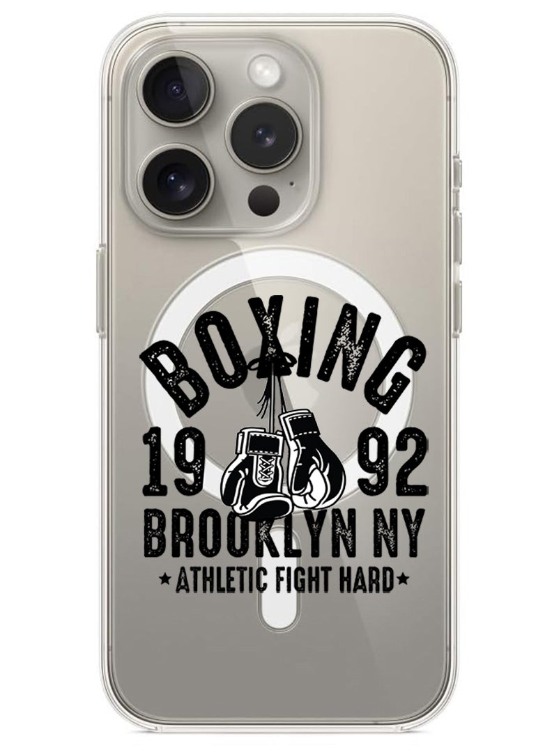 Theodor Magnetic Case for iPhone 15 Pro 6.1-inch Compatible with MagSafe Wireless Charging, Shockproof Phone Bumper Cover Boxing Brooklyn black copy - Image 1