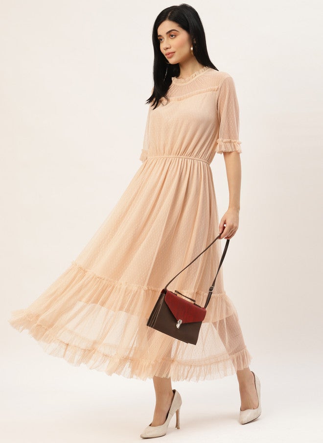 Rue Collection فستان ميدي بلون الخوخ للنساء - Image 5