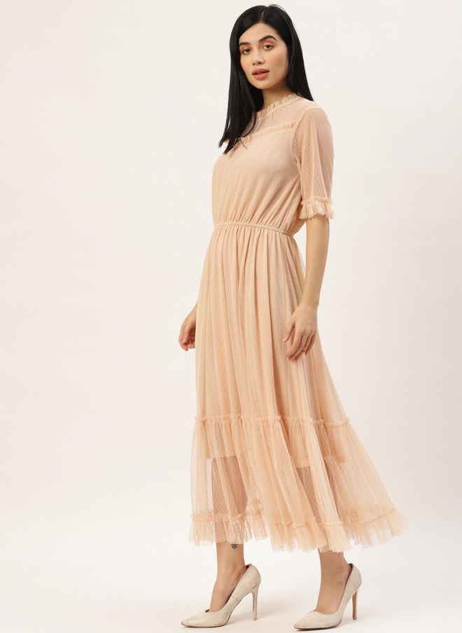 Rue Collection فستان ميدي بلون الخوخ للنساء - Image 3