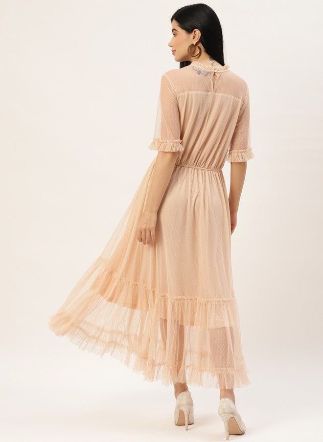 Rue Collection فستان ميدي بلون الخوخ للنساء - Image 4