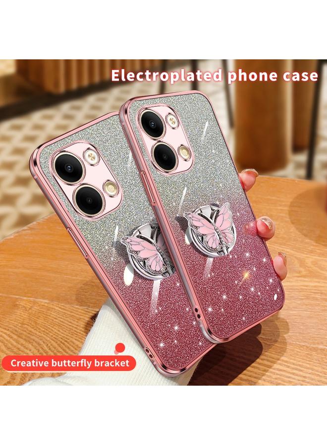 اس-توب جراب لهاتف OPPO Reno9، جراب هاتف TPU بحامل على شكل فراشة بلون متدرج لامع - Image 3