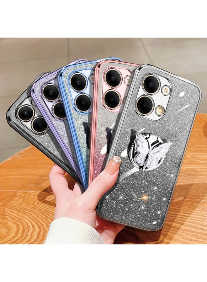 اس-توب جراب لهاتف OPPO Reno9، جراب هاتف TPU بحامل على شكل فراشة بلون متدرج لامع - Image 2