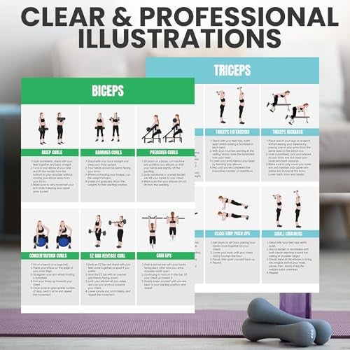 Auroscent Full Body Workout Poster for Home Gym – Exercise Chart for Glutes, Legs, Back & Abs – Strength Training Guide with Squats, Lunges, Deadlifts, Core Exercises – Bodyweight & Dumbbell Training Guide - Image 4