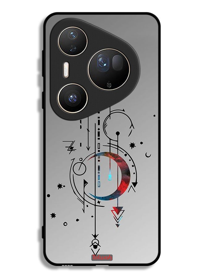 Tolwak Huawei Pura 80 Ultra Protective Case Cover Moon And Arrows Art Pattern - Image 1