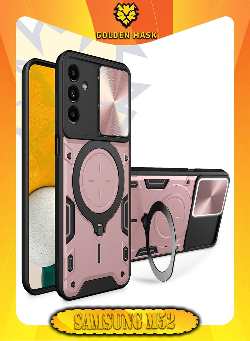 GOLDEN MASK GOLDEN MASK For Samsung Galaxy M52 5G Armored Camera Shield Cover Camera Lend Protection, Built-in 360° (Rose Gold)
