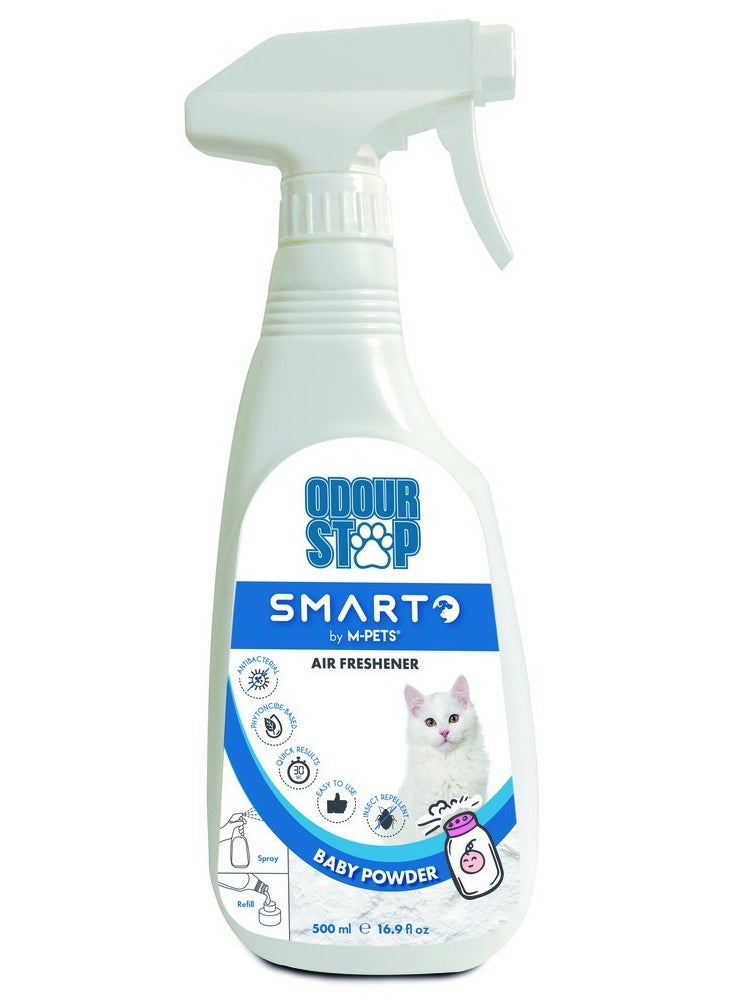 mpets Odour Stop Air Freshener Spray Baby Powder 500ml  - Image 1