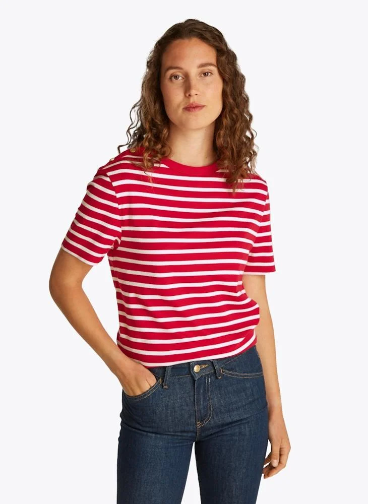 تومي هيلفيغر Striped Crew Neck T-Shirt