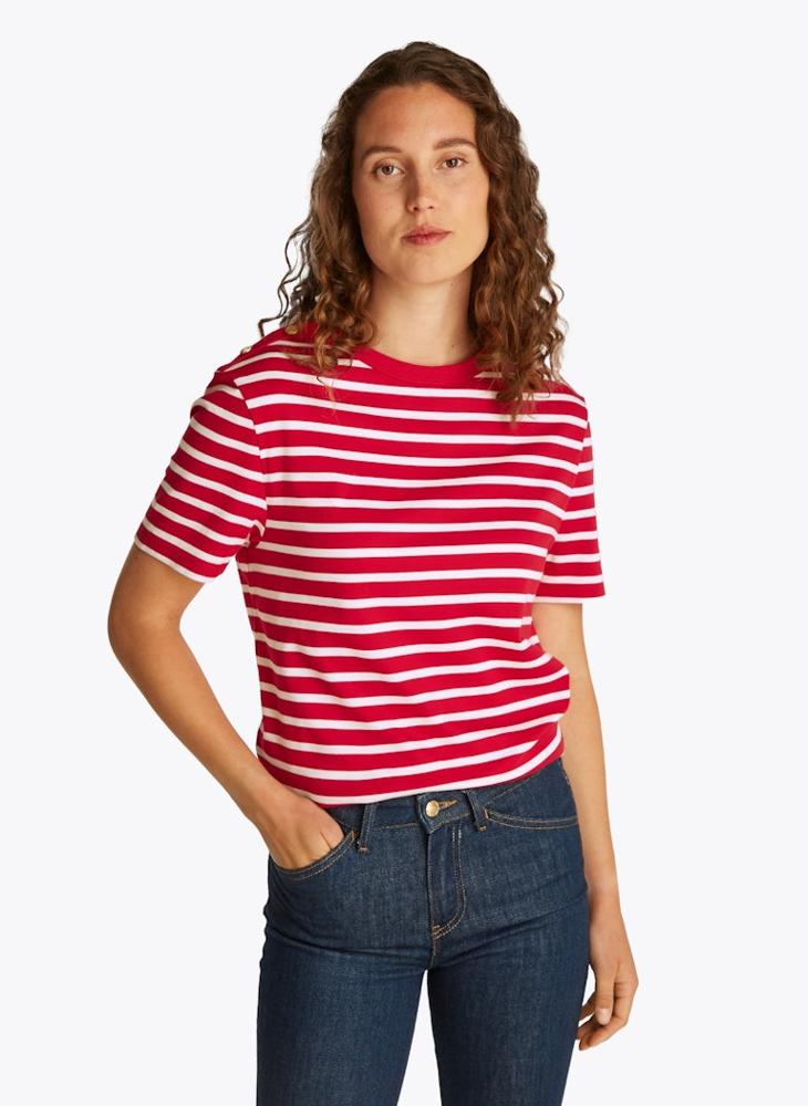 TOMMY HILFIGER Striped Crew Neck T-Shirt - Image 1