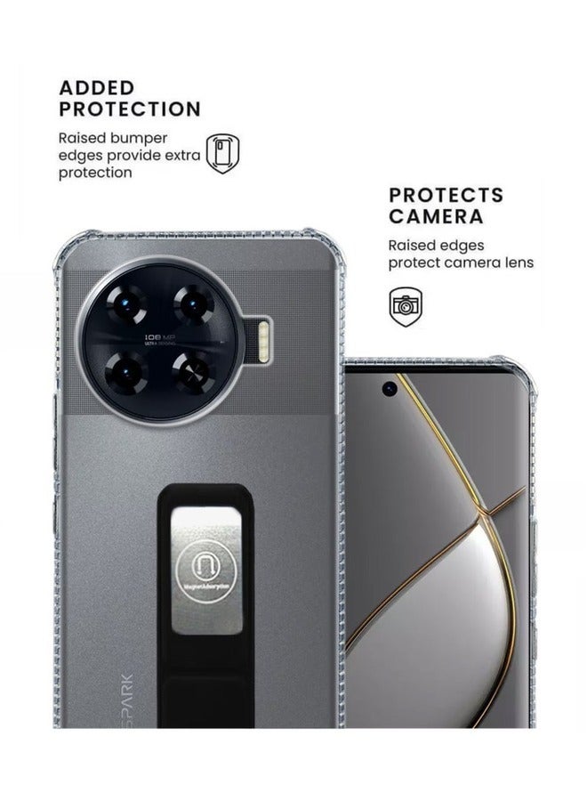 For Tecno Spark 20 Pro Plus  phone case cover Shock  Proof Silicone protection Clear Case Cover With Magnetic Hand Grip-Clear - Image 3