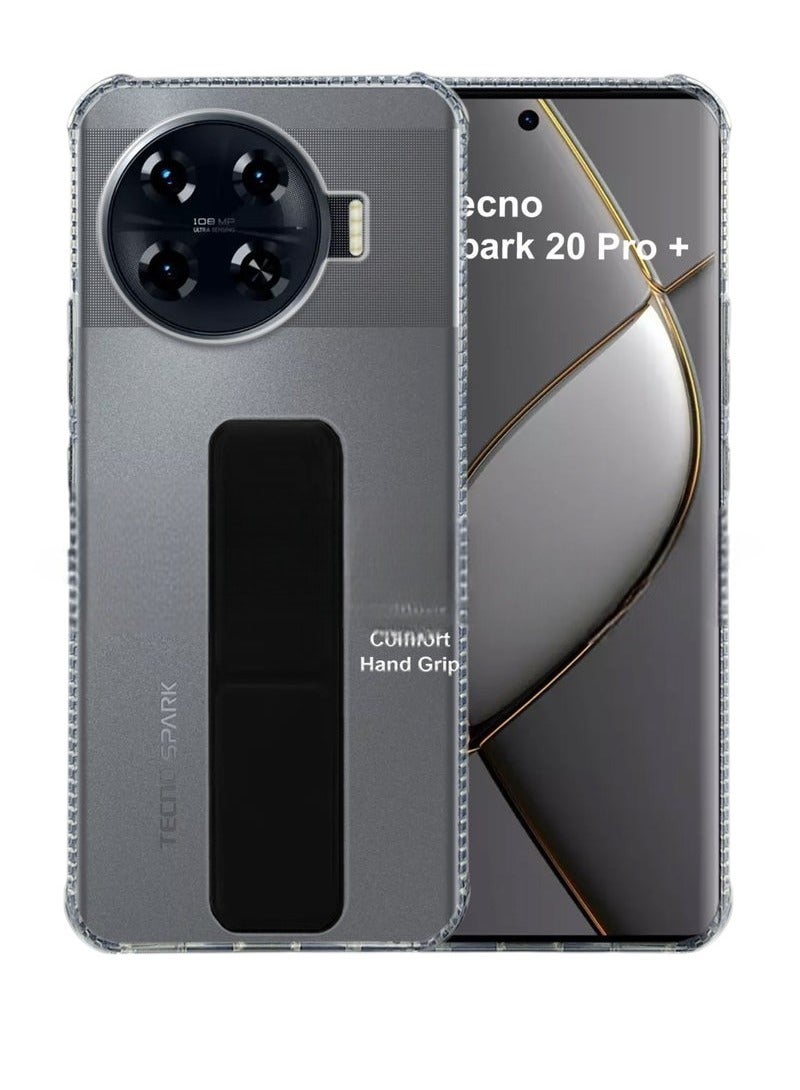 For Tecno Spark 20 Pro Plus  phone case cover Shock  Proof Silicone protection Clear Case Cover With Magnetic Hand Grip-Clear - Image 2