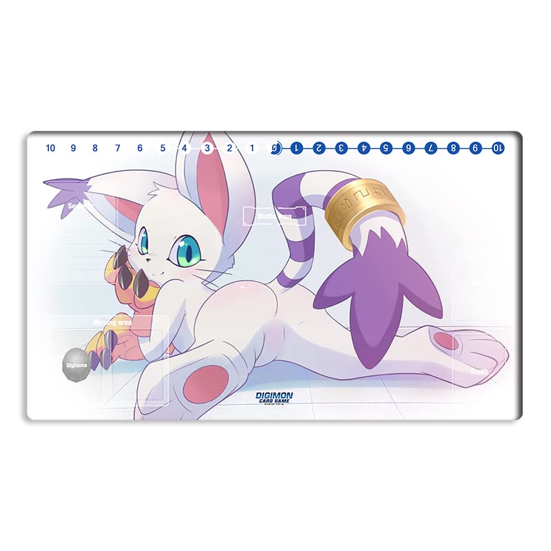 Mlikemat New Mlikemat Playmat Digimon DTCG Mat Tailmon TCG CCG OCG Trading Card Game Mat with Zones + Free Bag (ZD002-274-SM) - Image 1