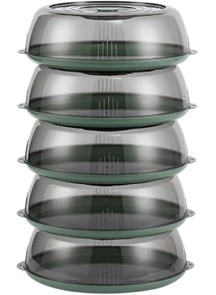 Multilayer Stackable Dust Proof Plate Food Cover Round Dish Cover Clear Plastic Insulation Food Cover 5 set 10 pieces - Image 1