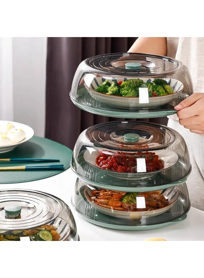 Multilayer Stackable Dust Proof Plate Food Cover Round Dish Cover Clear Plastic Insulation Food Cover 5 set 10 pieces - Image 2