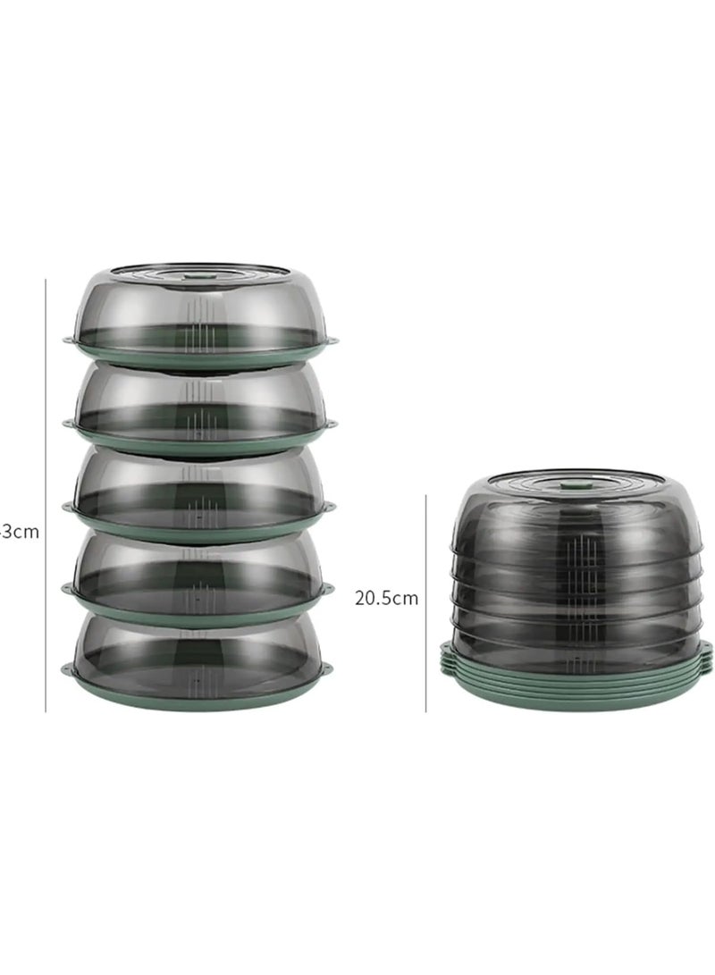 Multilayer Stackable Dust Proof Plate Food Cover Round Dish Cover Clear Plastic Insulation Food Cover 5 set 10 pieces - Image 5