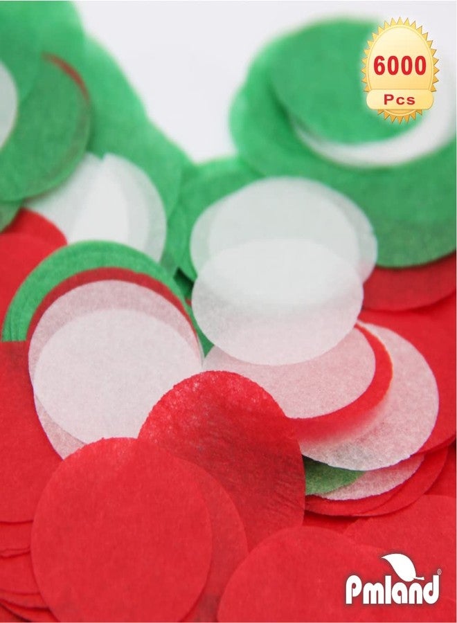 PMLAND Tissue Paper Table Confettis Round Circles for Parties Crafts and Decoration 2.5 cm (1 Inch) Pack of 6000 Pieces - Red Green and White - Image 3