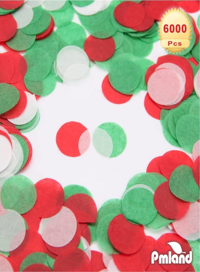 PMLAND Tissue Paper Table Confettis Round Circles for Parties Crafts and Decoration 2.5 cm (1 Inch) Pack of 6000 Pieces - Red Green and White - Image 2