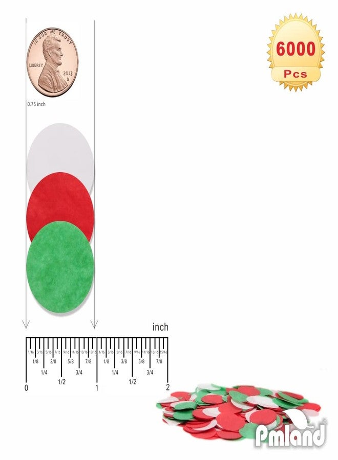 PMLAND Tissue Paper Table Confettis Round Circles for Parties Crafts and Decoration 2.5 cm (1 Inch) Pack of 6000 Pieces - Red Green and White - Image 4