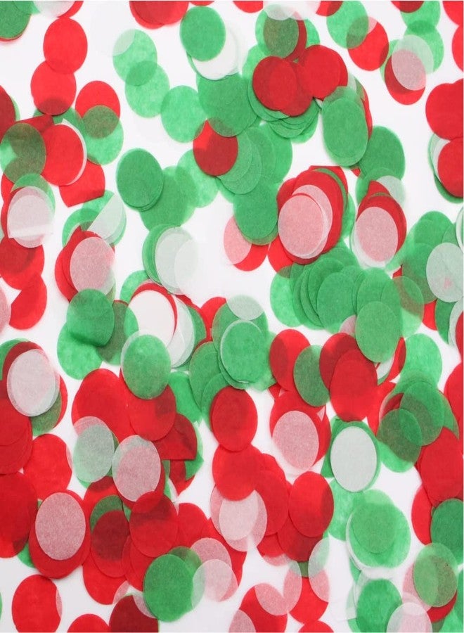 PMLAND Tissue Paper Table Confettis Round Circles for Parties Crafts and Decoration 2.5 cm (1 Inch) Pack of 6000 Pieces - Red Green and White - Image 1