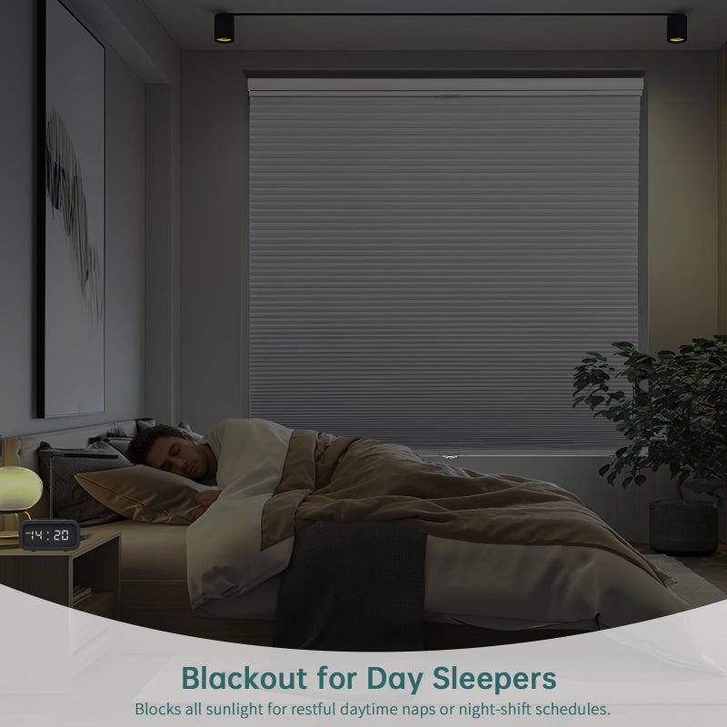 Changshade Top Down Bottom Up Blackout Cellular Shades, Cordless Honeycomb Blinds for Windows, Light Blocking & Total Privacy for Day Sleepers,White,27" W*50" H - Image 2