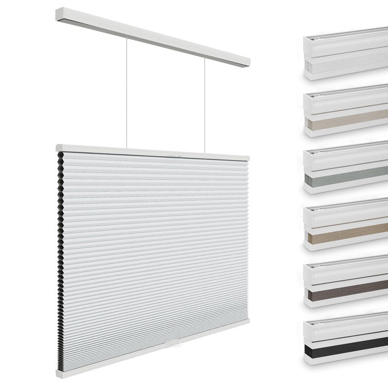 Changshade Top Down Bottom Up Blackout Cellular Shades, Cordless Honeycomb Blinds for Windows, Light Blocking & Total Privacy for Day Sleepers,White,27" W*50" H - Image 1