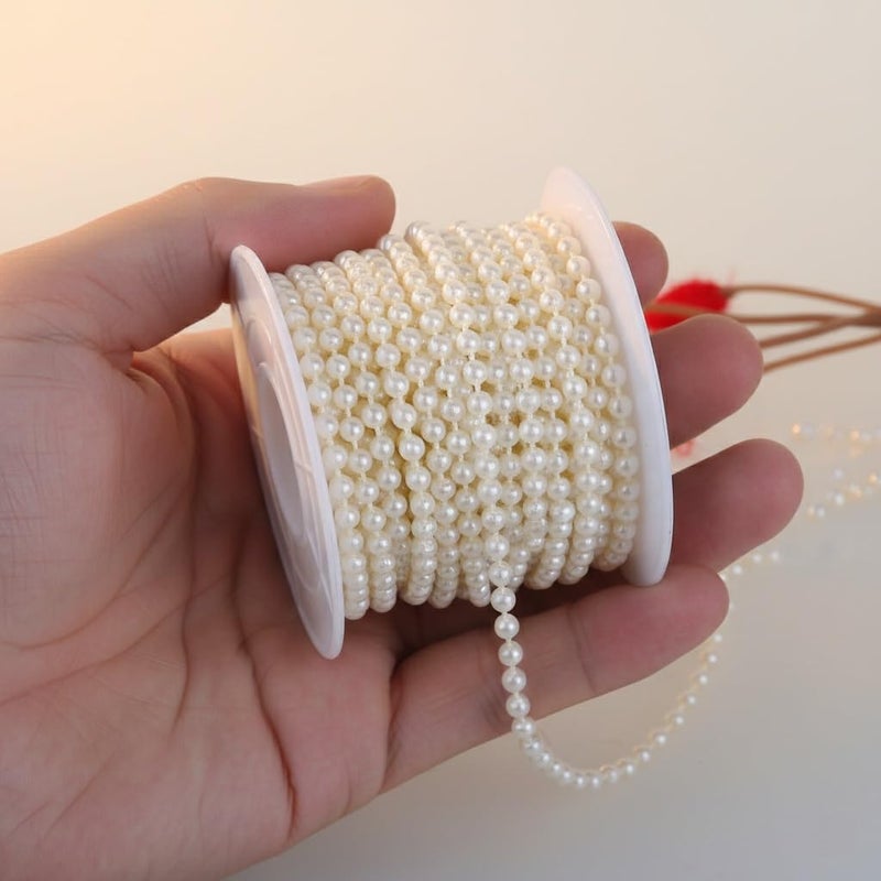 PMLAND Spools of 3mm Artificial White Pearls (25 Ft) - Image 3