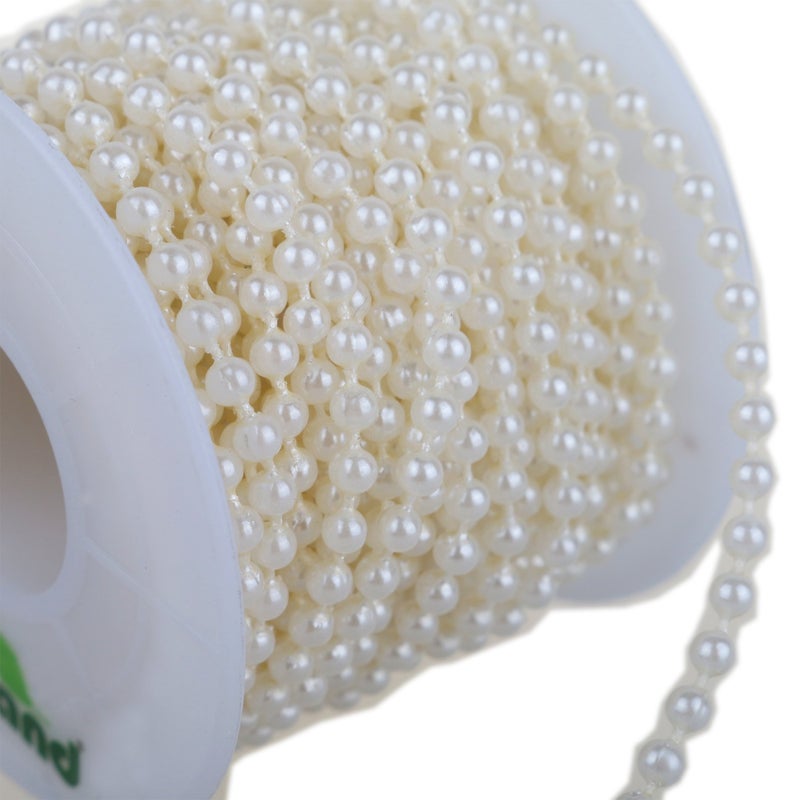 PMLAND Spools of 3mm Artificial White Pearls (25 Ft) - Image 1