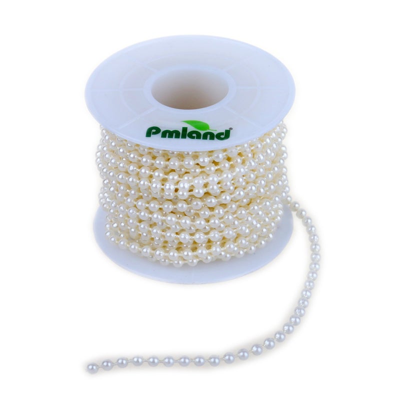 PMLAND Spools of 3mm Artificial White Pearls (25 Ft) - Image 2