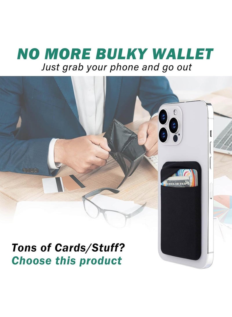 Phone Back Card Holder, Card Wallet with Flap Closure, Elastic Credit Card Holder, ID Card Sleeve for Phone Back, Adhesive Wallet with Flip Cover, Simple and Stylish, Convenient Storage - Image 3