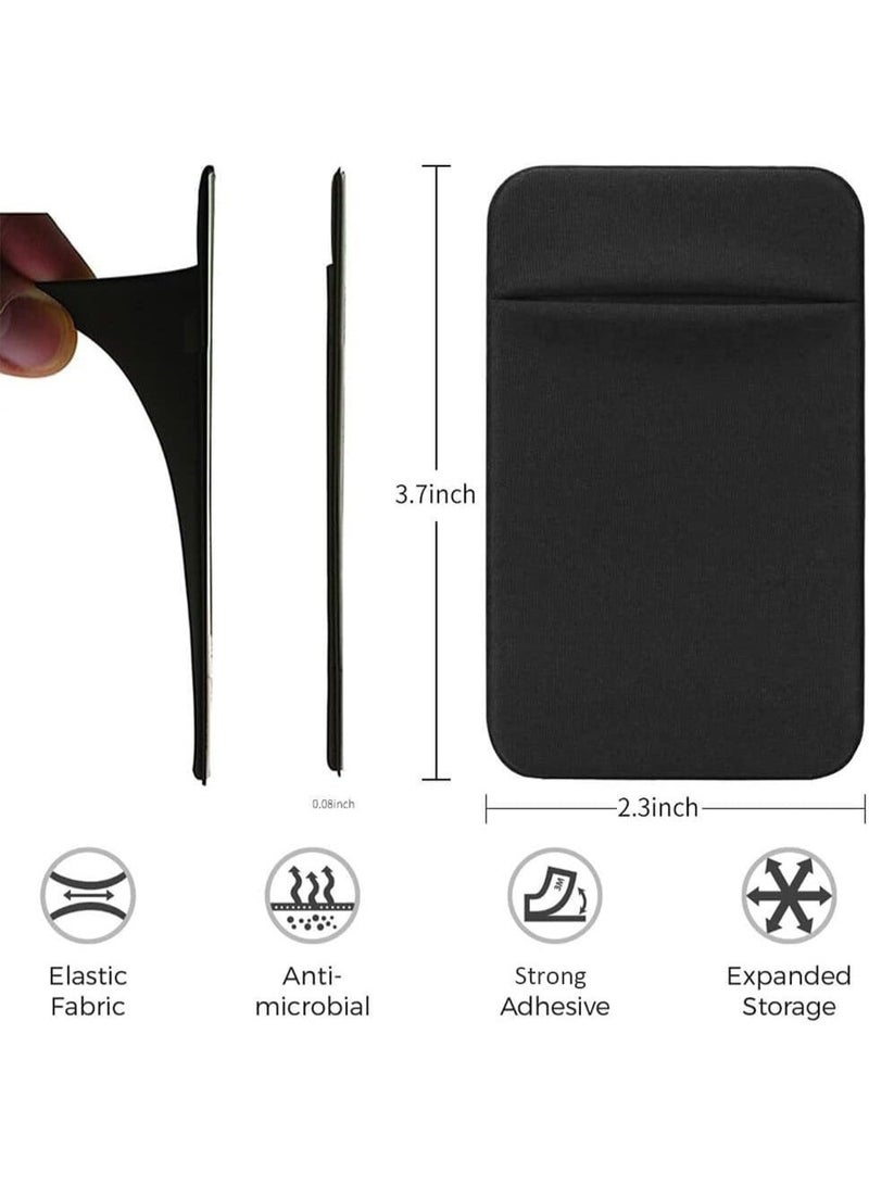 Phone Back Card Holder, Card Wallet with Flap Closure, Elastic Credit Card Holder, ID Card Sleeve for Phone Back, Adhesive Wallet with Flip Cover, Simple and Stylish, Convenient Storage - Image 2