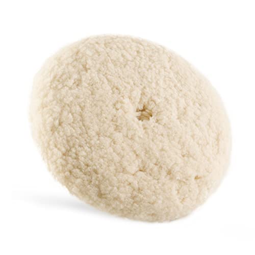 SPTA 8" (200mm) Wool Buffing Pad, Double Side 100% Natural Wool Pad with 5/8-11 Thread for 2-Sided Compound Cutting and Polishing for Automotive, Marine and Epoxies - Image 1