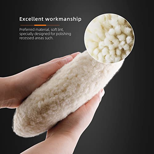 SPTA 8" (200mm) Wool Buffing Pad, Double Side 100% Natural Wool Pad with 5/8-11 Thread for 2-Sided Compound Cutting and Polishing for Automotive, Marine and Epoxies - Image 3
