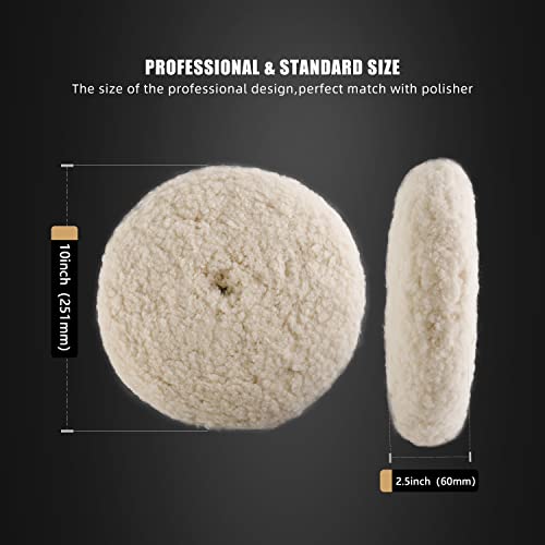 SPTA 8" (200mm) Wool Buffing Pad, Double Side 100% Natural Wool Pad with 5/8-11 Thread for 2-Sided Compound Cutting and Polishing for Automotive, Marine and Epoxies - Image 2