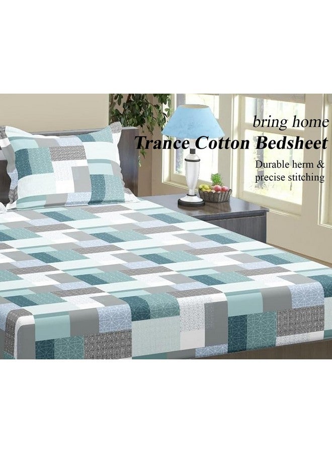 Trance Home Linen ملايات منزل ترانس 100% قطن 144TC ملاءة سرير مطاطية | غطاء سرير مزدوج مطبوع مع 2 غطاء وسادة (72x60 بوصة، أخضر تجريدي) - Image 4