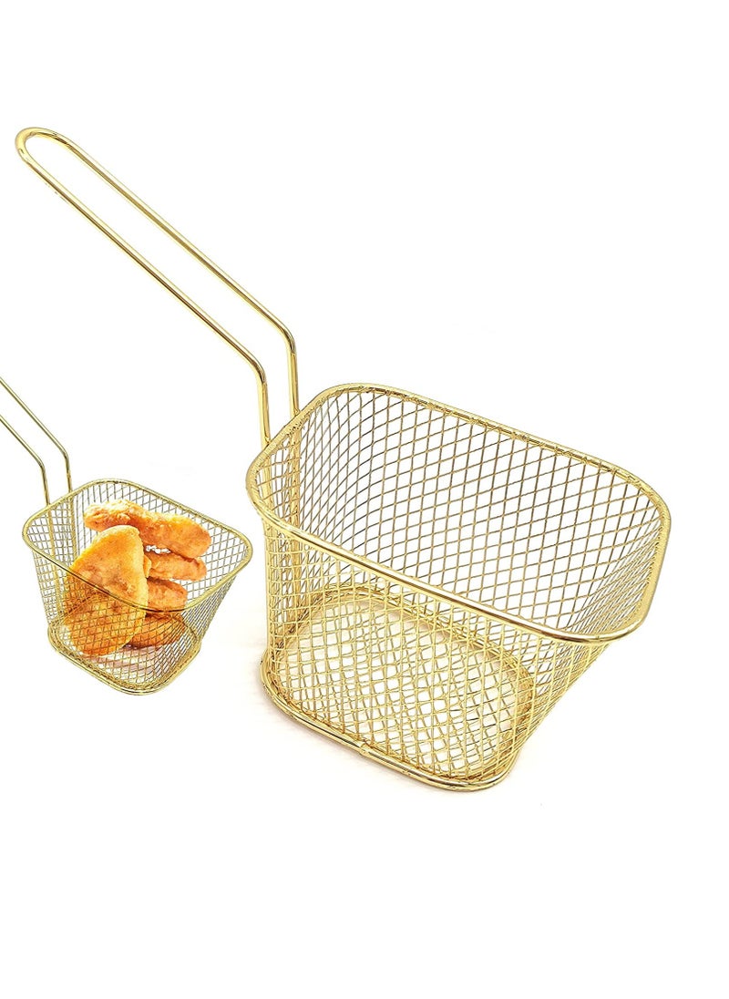 SYOSI Mini French Fry Baskets, Stainless Steel Square Fryer Basket, French Fries Basket, Kitchen Frying Basket for Chips, Onion Rings, Chicken Nugget, Popcorn2PCS  - Image 1
