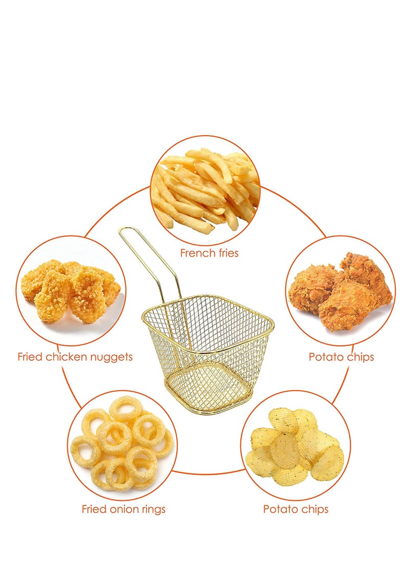 SYOSI Mini French Fry Baskets, Stainless Steel Square Fryer Basket, French Fries Basket, Kitchen Frying Basket for Chips, Onion Rings, Chicken Nugget, Popcorn2PCS  - Image 4