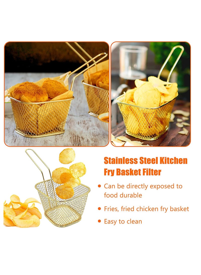 SYOSI Mini French Fry Baskets, Stainless Steel Square Fryer Basket, French Fries Basket, Kitchen Frying Basket for Chips, Onion Rings, Chicken Nugget, Popcorn2PCS  - Image 3